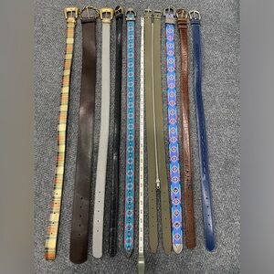 9 belts in all; many are leather; most never worn; all 33” long
